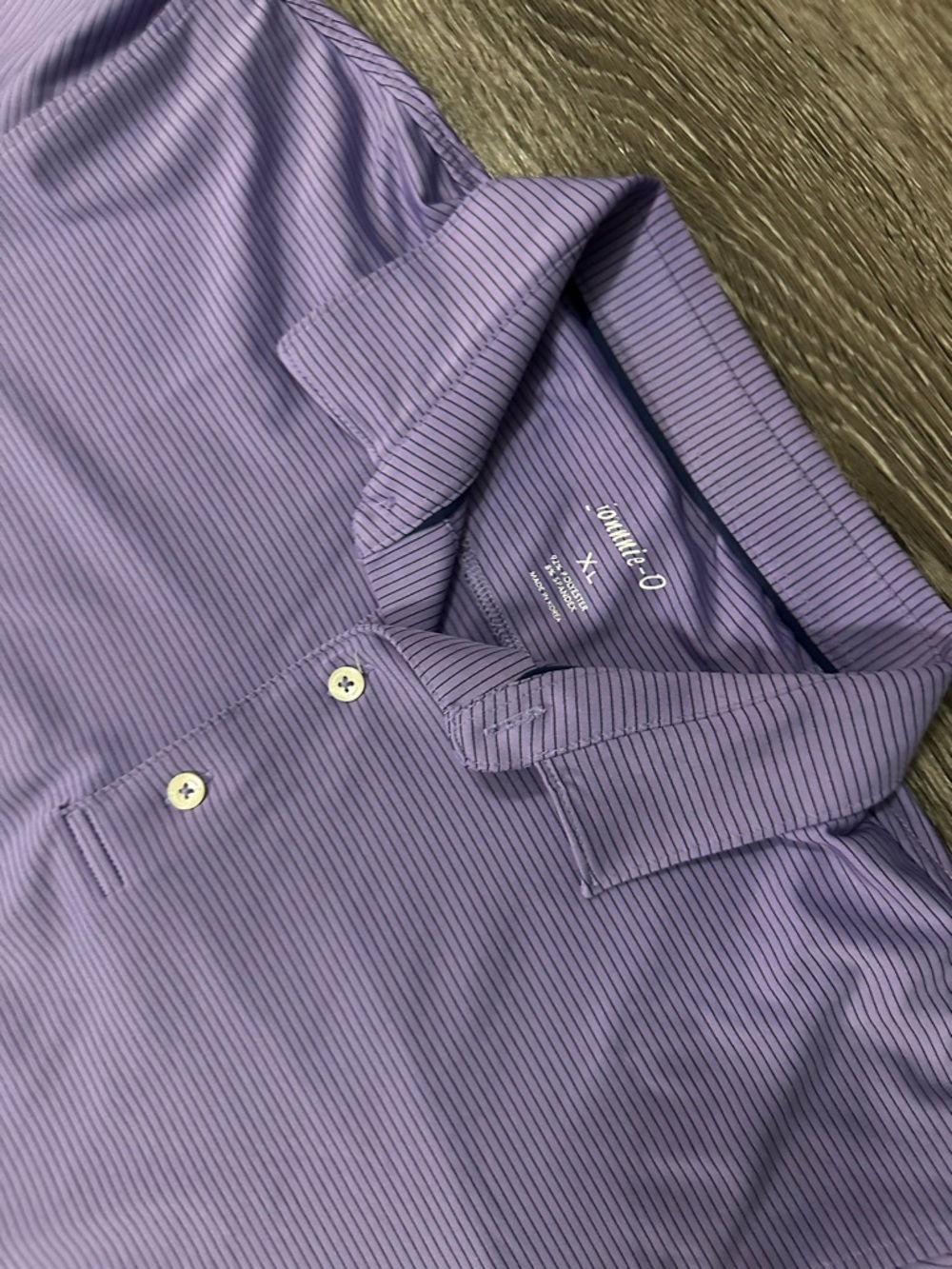 johnnie-O Polo Shirt Men's XL Purple Striped Short Sleeve Polyester Spandex golf